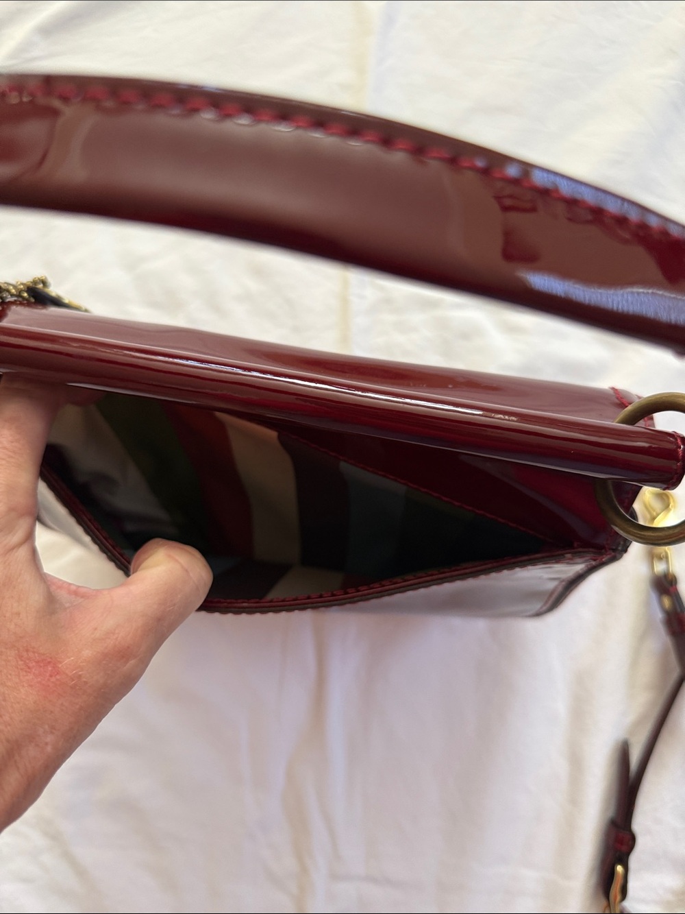 Coach Willis Top Handle Handbag in Crimson Red Patent Leather - Picture 6 of 15